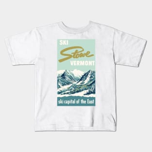 2021 Stowe Vermont Vintage Ski Poster Kids T-Shirt